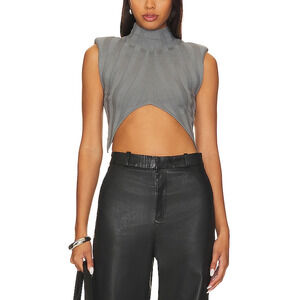 Camila Coelho 'Ziya' Grey Mock Neck Top Size M